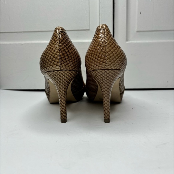 ARTURO CHIANG Alexis Snakeskin Leather Peep Toe Pumps Size 8.5 - Picture 5 of 11